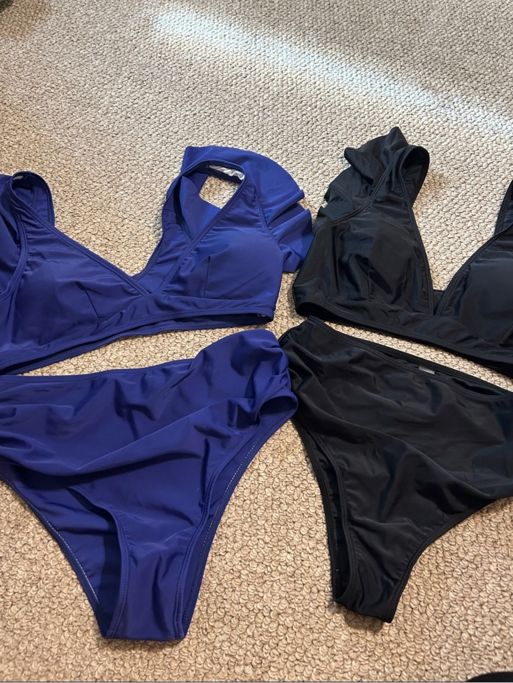 SHEIN Two-Piece Bikini Set in Deep Blue and Black